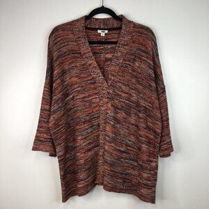 Pure Jill J.Jill Space Dyed V Neck Short Sleeve Sweater Size MP